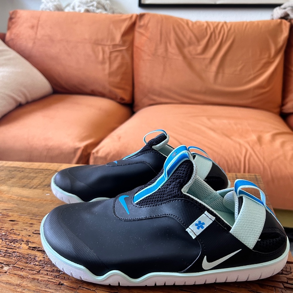 Nike Kids Slip-On Athletic Shoes in Black and Teal